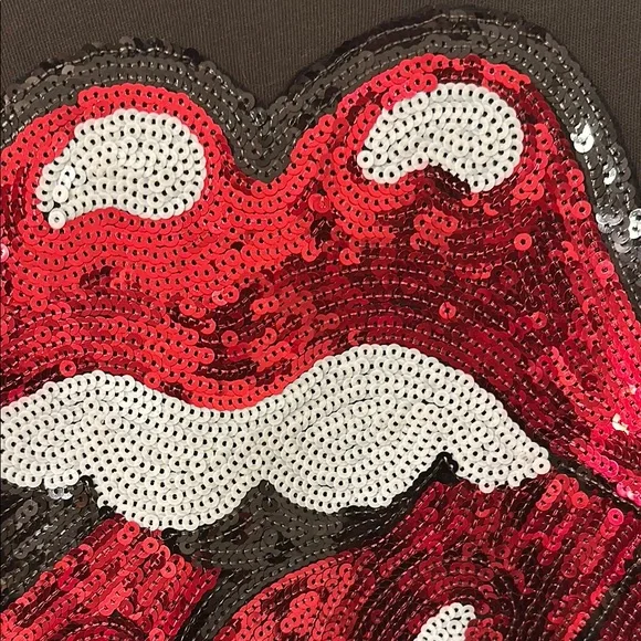 NWT MadeWorn Rolling Stones sequined lips 👄 and tongue 👅 tee small - Picture 5 of 16